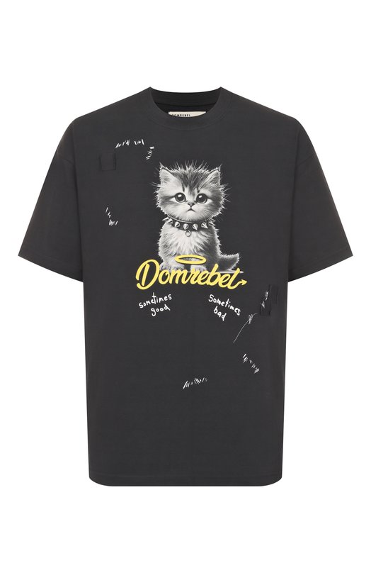 Хлопковая футболка DOMREBEL M KITTY PUNK Серый M KITTY PUNK