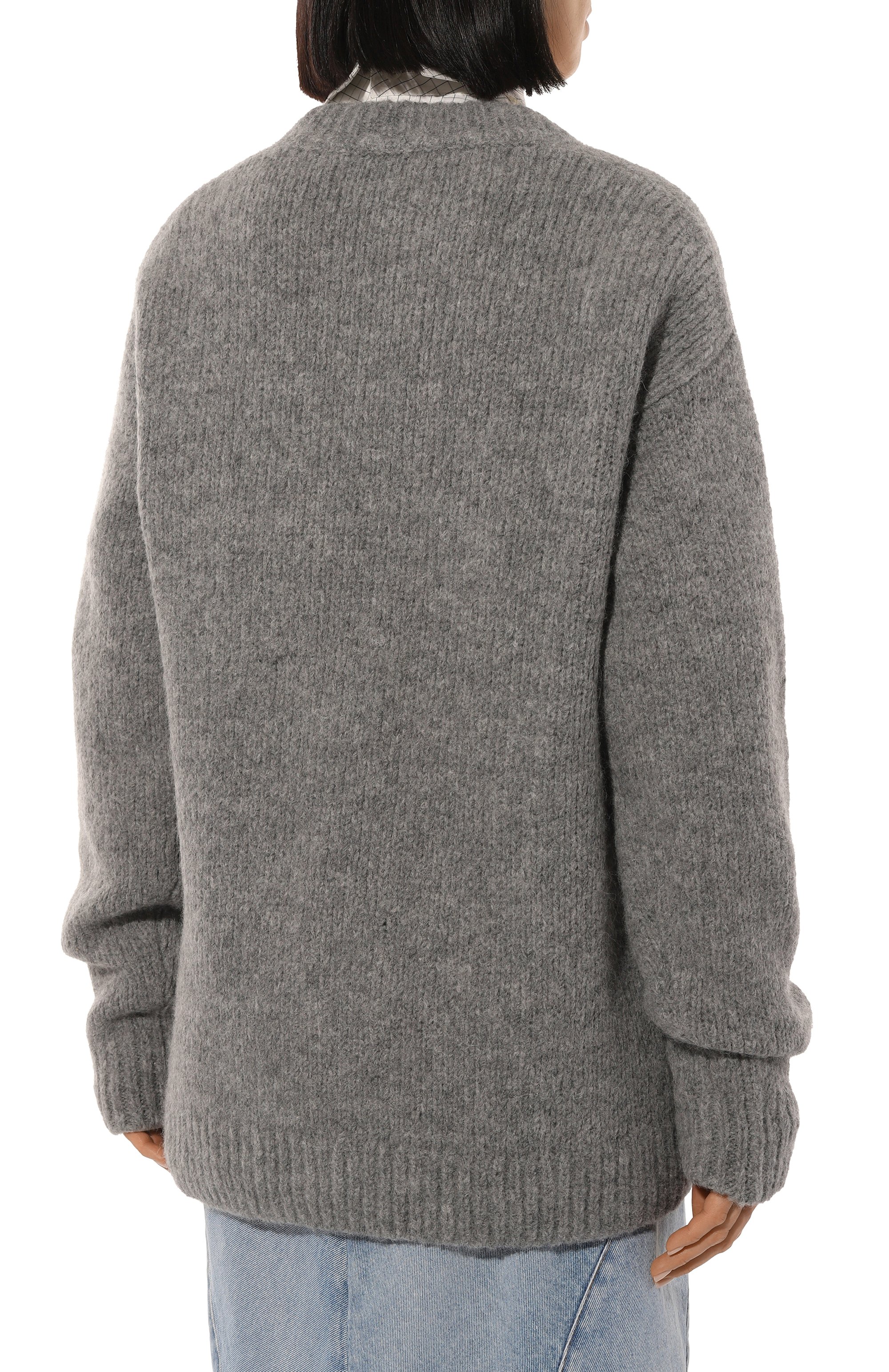 Шерстяной кардиган DRIES VAN NOTEN серого цвета по цене 99500 руб., арт. 242-011219-9709, фото 4 Шерстяной кардиган DRIES VAN NOTEN, арт. 242-011219-9709, фото 4