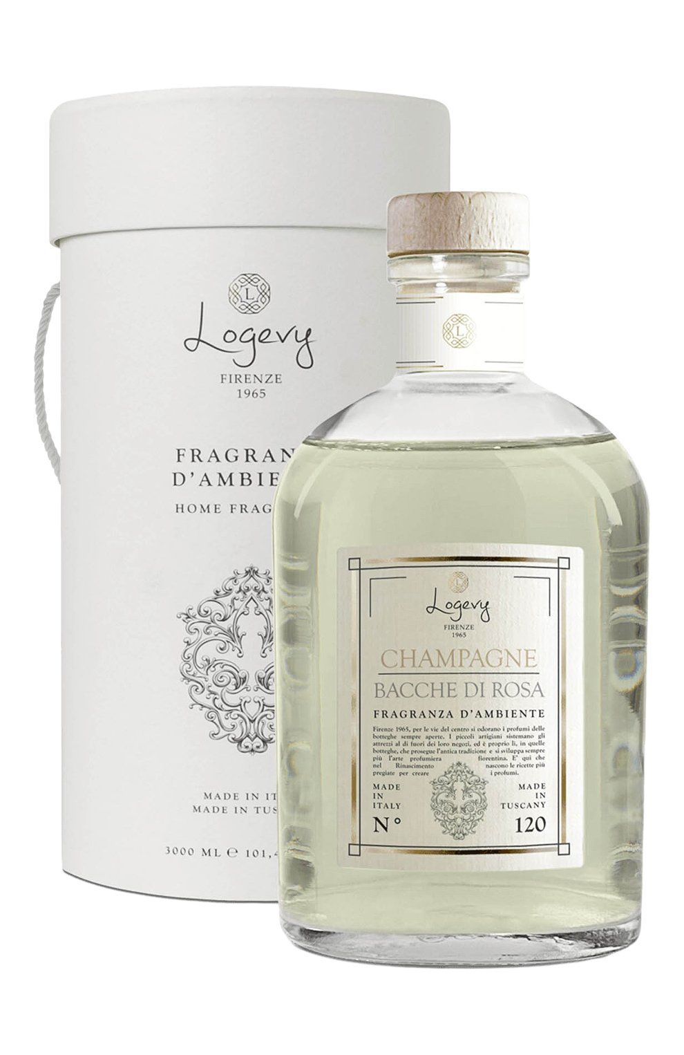 Диффузор champagne e bacche di rosa / "шампанское & розовые ягоды" (ваза 3000ml + рефил 6x500ml) LOGEVY FIRENZE 1965, арт. 8050519371360, фото 2