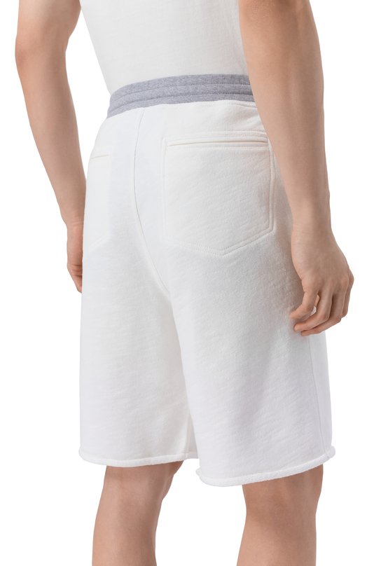 Шорты из хлопка и льна Brunello Cucinelli MR8313375G Белый  MR8313375G Фото 4