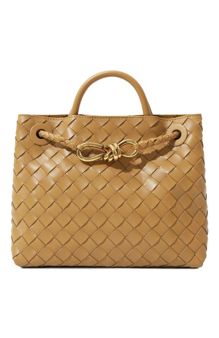 Женская сумка andiamo small BOTTEGA VENETA бежевого цвета, арт. 766014/VCPP1 | Фото 1 (Драгоценные камни: Проставлено; Материал сплава: Проставлено; Размер: small; Ремень/цепочка: На ремешке; Материал: Натуральная кожа)