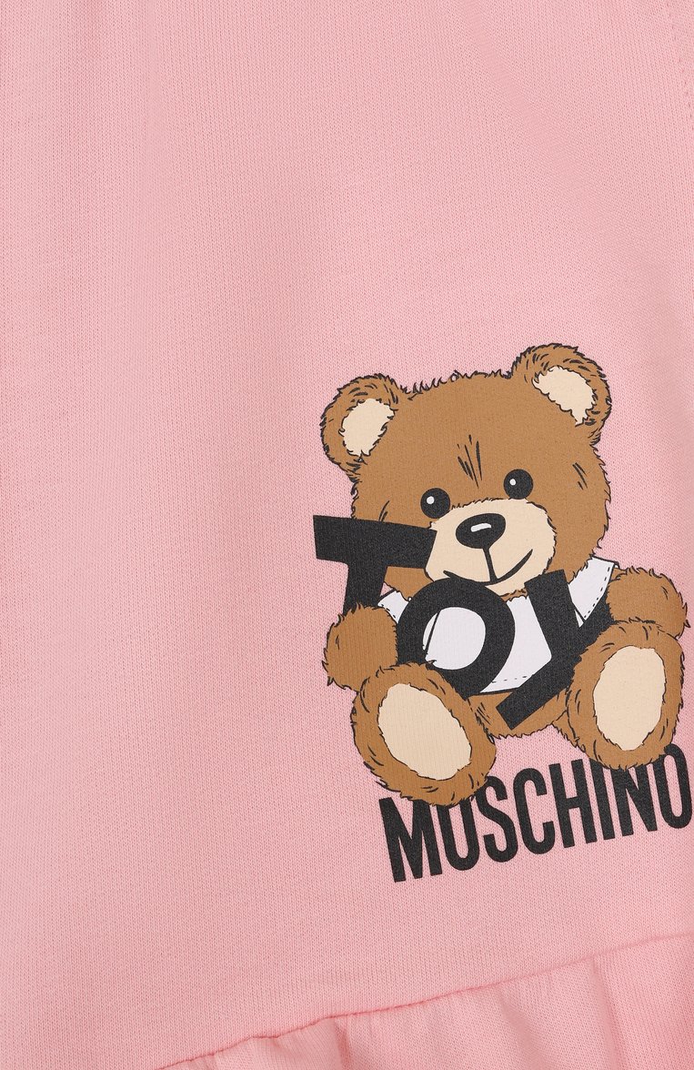 Детские хлопковые шорты MOSCHINO розового цвета, арт. HAQ014/LCA19/10-14 | Фото 3 (Нос: Не проставлено; Материал внешний: Хлопок; Случай: Повседневный; Автоматизация состава: Проставлено; Ростовка одежда: 10 - 11 лет | 140 - 146см, 12 лет | 152 см, 16 лет | 164 см)