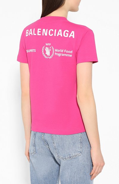 Хлопковая футболка BALENCIAGA розового цвета по цене 27600 руб., арт. 612964/THV84, фото 4 Хлопковая футболка BALENCIAGA, арт. 612964/THV84, фото 4