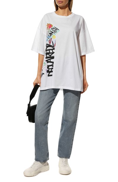Хлопковая футболка DSQUARED2 белого цвета по цене 30850 руб., арт. S75GD0247/S23009, фото 2 Хлопковая футболка DSQUARED2, арт. S75GD0247/S23009, фото 2