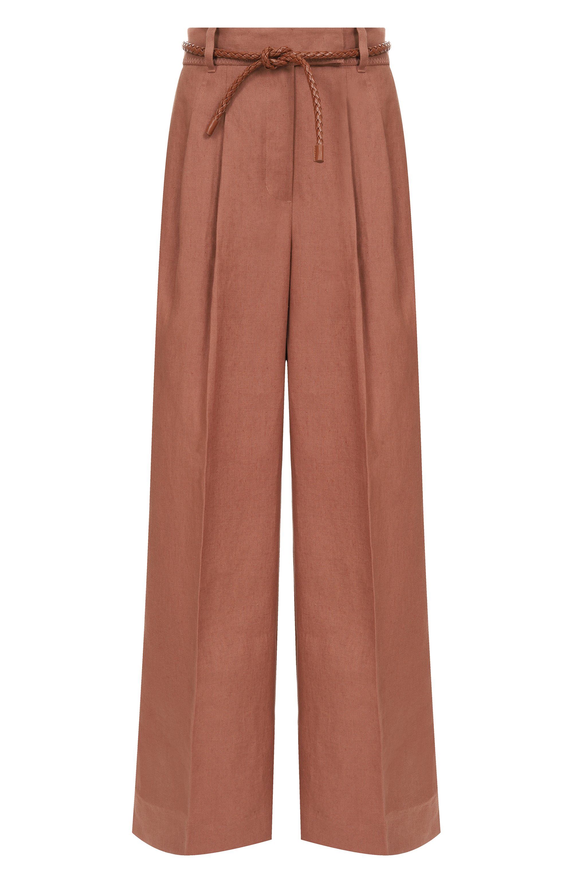 Льняные брюки ZIMMERMANN коричневого цвета по цене 130000 руб., арт. 2408PS251, фото 1 Льняные брюки ZIMMERMANN, арт. 2408PS251, фото 1