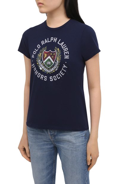 Хлопковая футболка POLO RALPH LAUREN синего цвета по цене 12050 руб., арт. 211814462, фото 3 Хлопковая футболка POLO RALPH LAUREN, арт. 211814462, фото 3