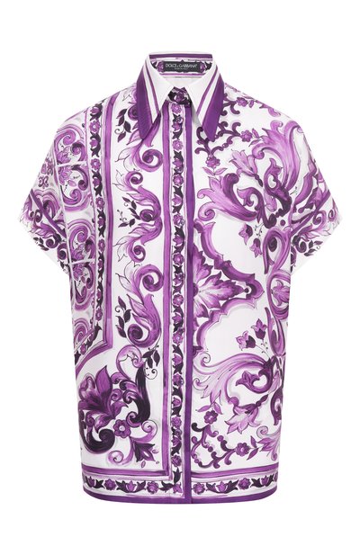 Шелковая блузка DOLCE & GABBANA фиолетового цвета по цене 218000 руб., арт. F5T52T/HI1TK, фото 1 Шелковая блузка DOLCE & GABBANA, арт. F5T52T/HI1TK, фото 1