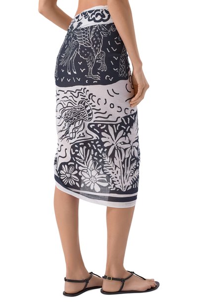 Хлопковое парео SEA LEVEL черно-белого цвета по цене 18650 руб., арт. SL9157JS, фото 4 Хлопковое парео SEA LEVEL, арт. SL9157JS, фото 4