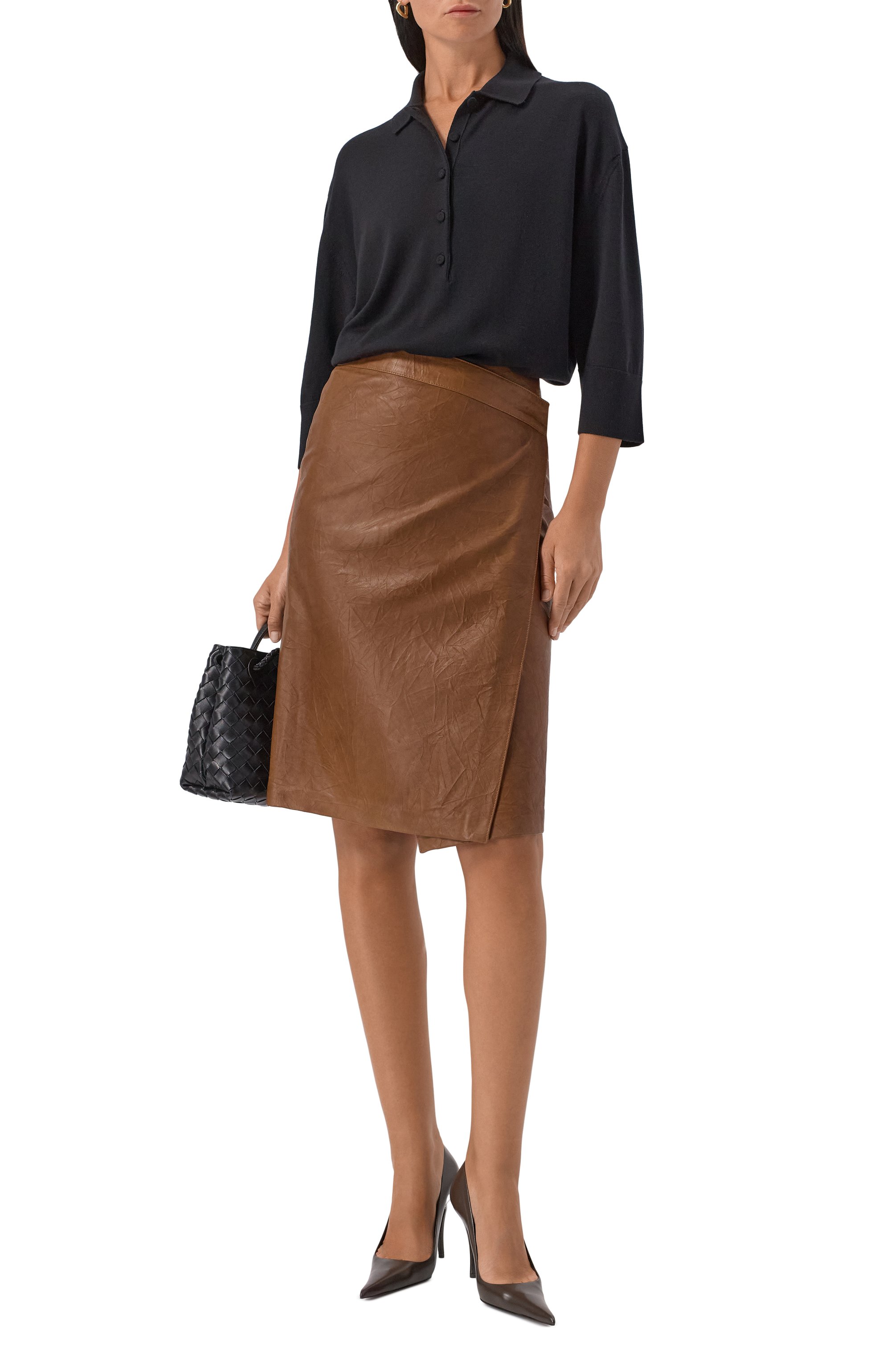 Кожаная юбка ARMARIUM коричневого цвета по цене 219500 руб., арт. ARMFWSK18/LE09, фото 2 Кожаная юбка ARMARIUM, арт. ARMFWSK18/LE09, фото 2