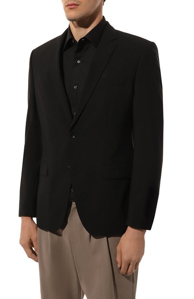 Шерстяной пиджак BOSS черного цвета по цене 52300 руб., арт. 50479994, фото 4 Шерстяной пиджак BOSS, арт. 50479994, фото 4