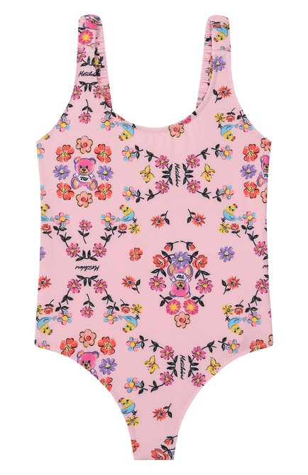 Детского слитный купальник MOSCHINO светло-розового цвета, арт. HDL00X/LKA00/4-8 | Фото 1 (Нос: Не проставлено; Материал внешний: Синтетический материал; Материал сплава: Проставлено)
