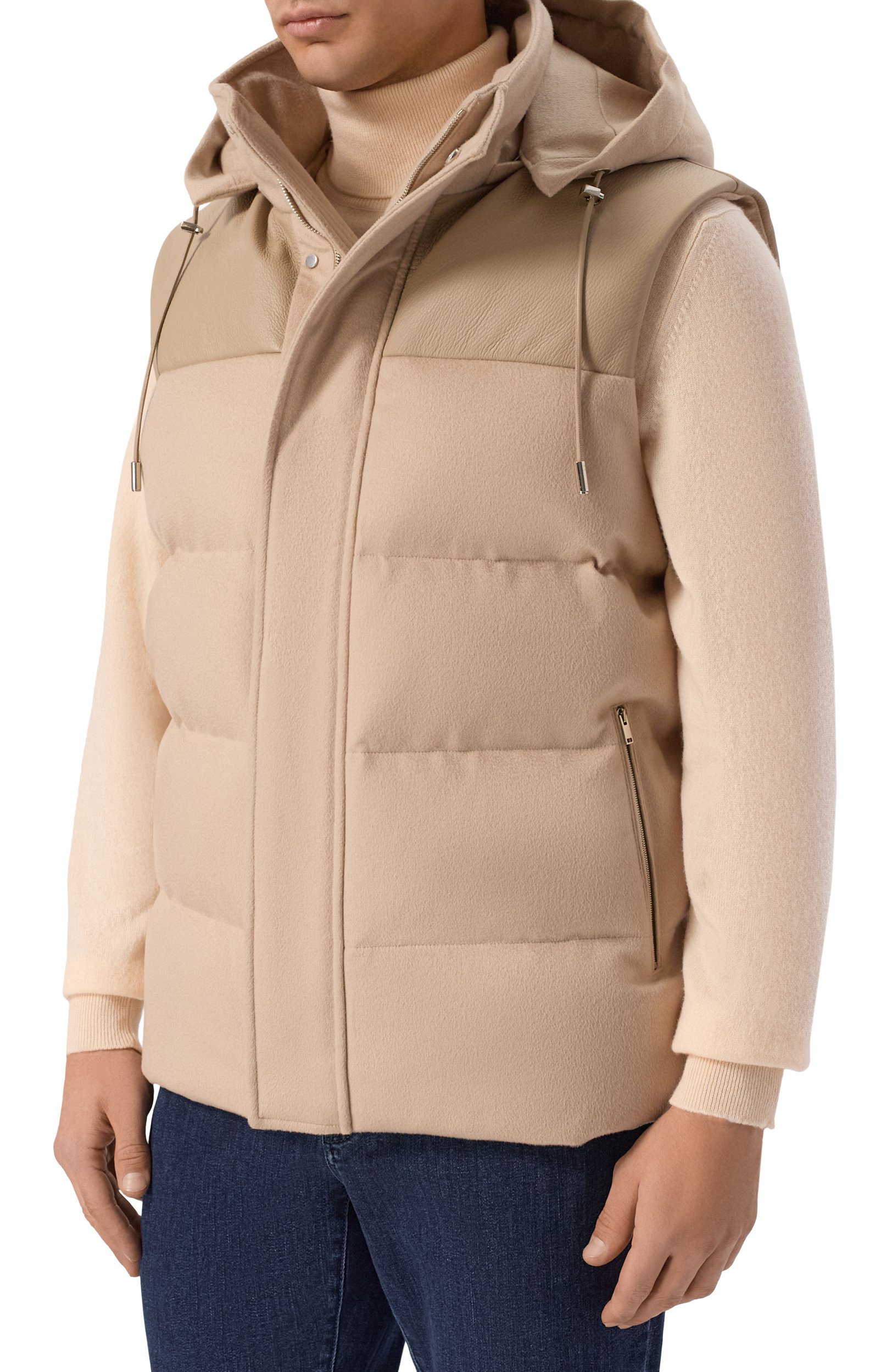 Пуховый жилет с кожаной отделкой MVST, арт. M26.1MM.JA34.1/F184 CASHMERE+CERV0, фото 3