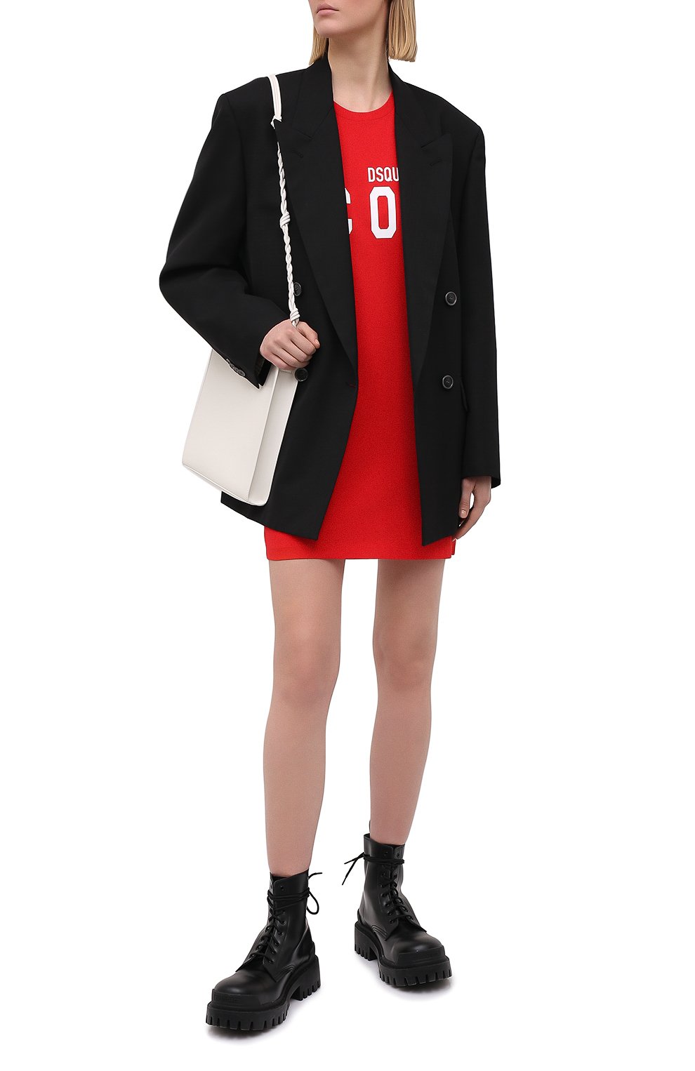 Хлопковое платье DSQUARED2 красного цвета по цене 27800 руб., арт. S80CT0006/S23009, фото 2 Хлопковое платье DSQUARED2, арт. S80CT0006/S23009, фото 2