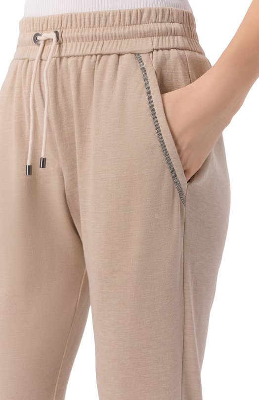 Брюки из хлопка и шелка Brunello Cucinelli MD828SB899 Бежевый  MD828SB899 Фото 5