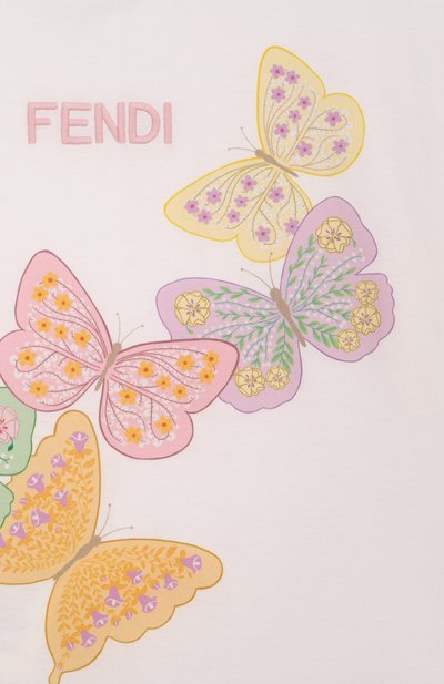 Хлопковая футболка FENDI кремового цвета по цене 39400 руб., арт. JFI409/7AJ_001, фото 3 Хлопковая футболка FENDI, арт. JFI409/7AJ_001, фото 3