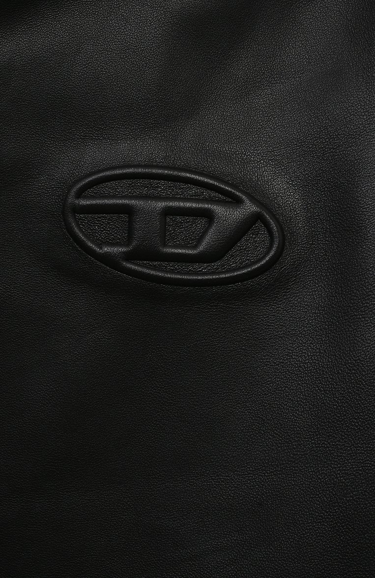 Детского кожаная куртка DIESEL черного цвета, арт. J01741/0AJIR | Фото 3 (Рукава: Длинные; Материал подклада: Вискоза; Материал внешний: Натуральная кожа; Кросс-КТ: Демисезон; Автоматизация состава: Проставлено; Автоматизация ТО: Проставлено)