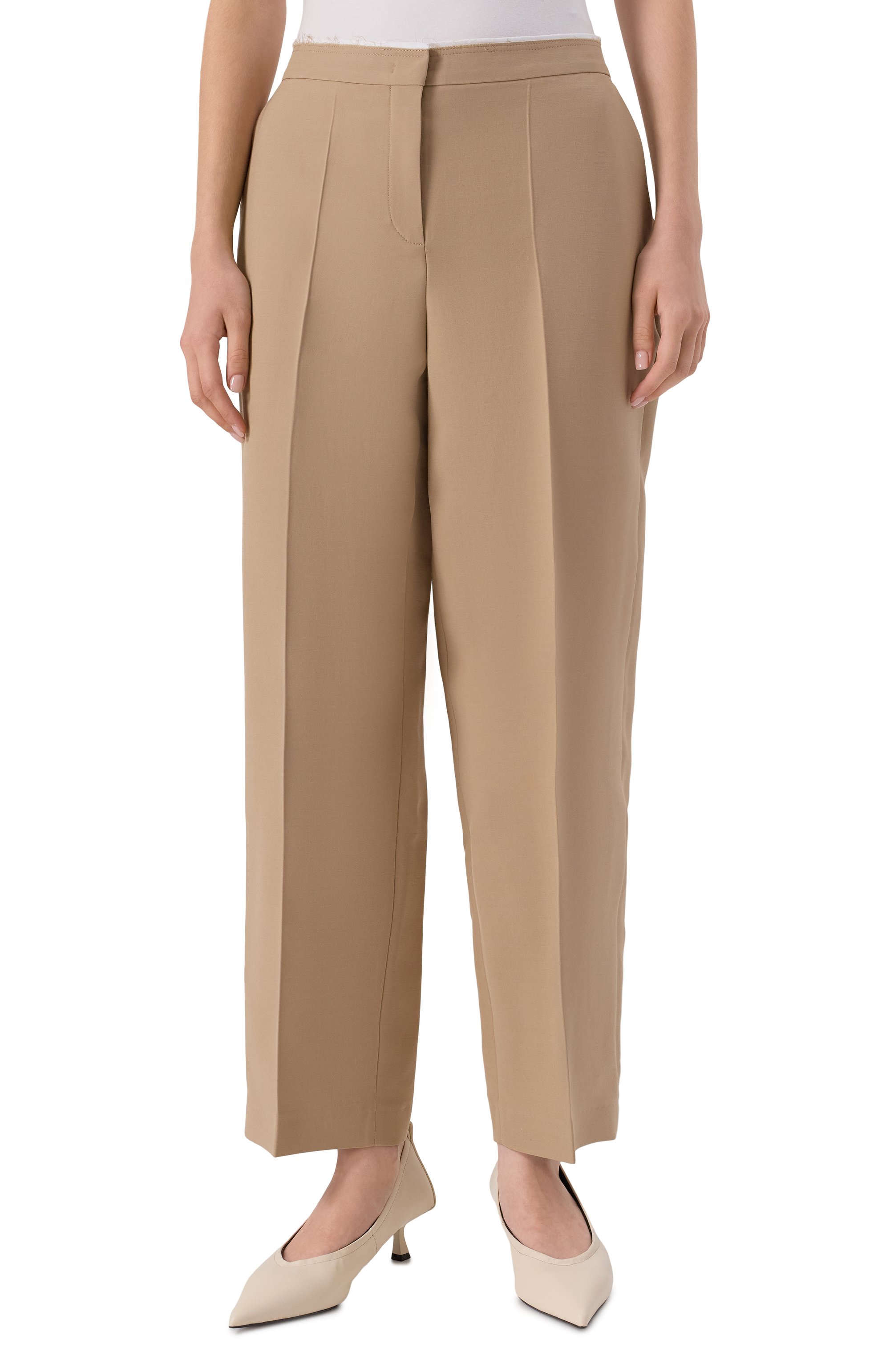 Брюки из шерсти и шелка 12 STOREEZ бежевого цвета по цене 29000 руб., арт. 132835, фото 3 Брюки из шерсти и шелка 12 STOREEZ, арт. 132835, фото 3