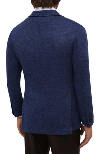 Пиджак из шерсти и хлопка CANALI синего цвета по цене 110500 руб., арт. J0147/JJ02165, фото 4 Пиджак из шерсти и хлопка CANALI, арт. J0147/JJ02165, фото 4