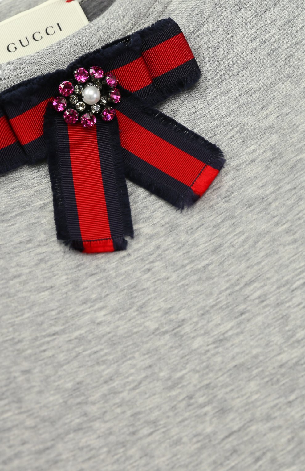 Хлопковое платье свободного кроя с контрастными манжетами и брошью GUCCI, арт. 458332/X5N00, фото 3