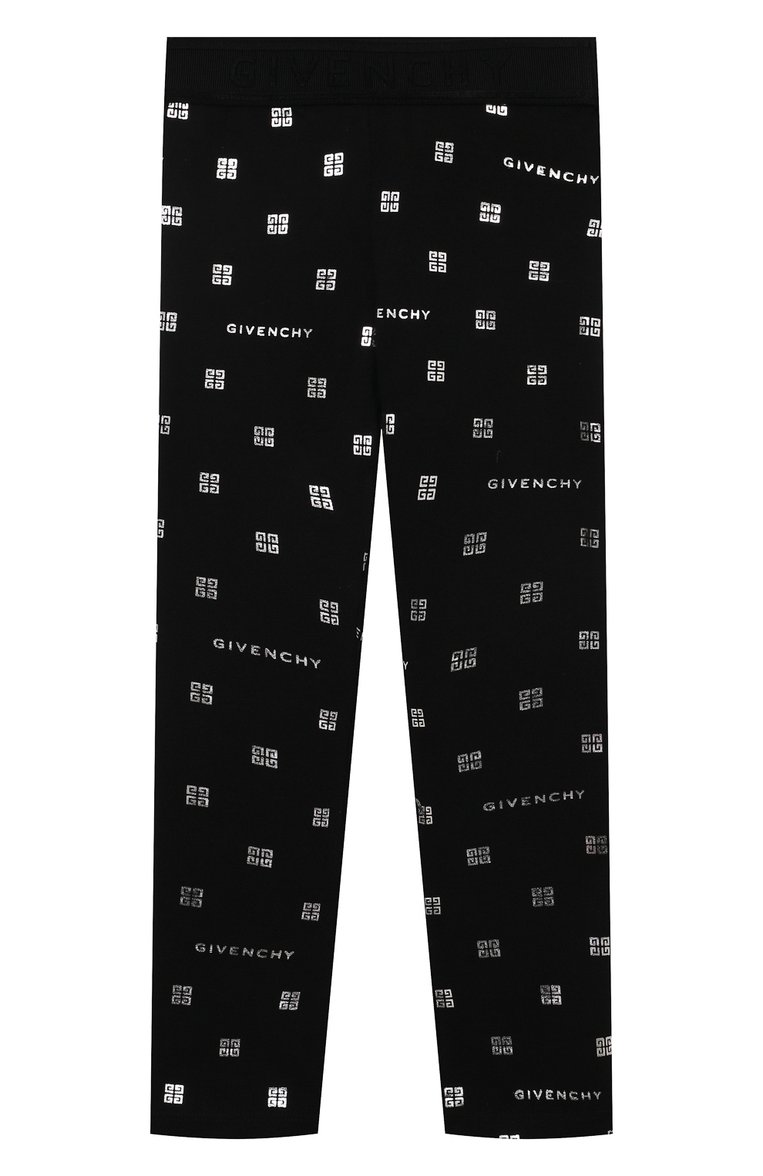 Детские хлопковые легинсы GIVENCHY черного цвета, арт. H14211/4A-5A | Фото 1 (Нос: Не проставлено; Материал внешний: Хлопок; Девочки Кросс-КТ: Леггинсы-одежда)