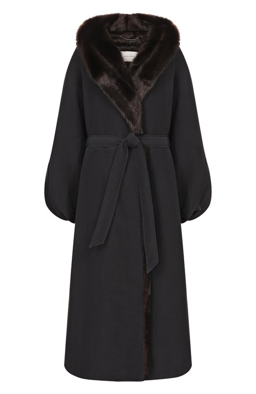 Шелковое пальто с подкладкой из экомеха Magda Butrym 212925 Чёрный 212925