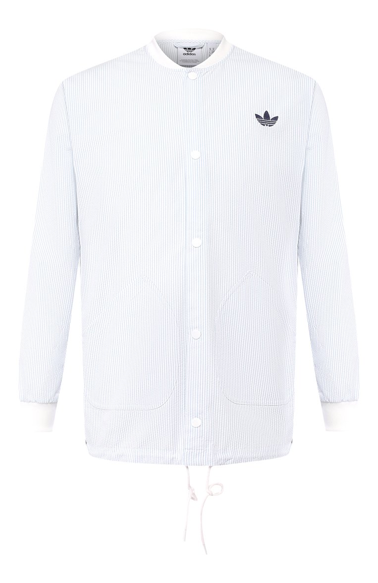 Мужская куртка  ADIDAS ORIGINALS светло-серого цвета, арт. DV3154 | Фото 1 (Материал внешний: Хлопок, Синтетический материал; Рукава: Длинные; Длина (верхняя одежда): Короткие; Мужское Кросс-КТ: Верхняя одежда; Кросс-КТ: Ветровки, Куртка, Легкие; Статус проверки: Проверена категория; Сти�ли: Кэжуэл)