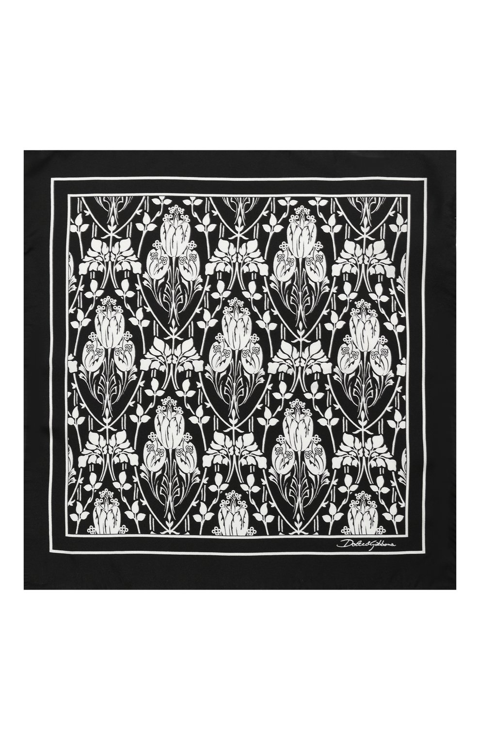 Шелковый платок DOLCE & GABBANA черно-белого цвета по цене 15600 руб., арт. GR412E/G0WKK, фото 3 Шелковый платок DOLCE & GABBANA, арт. GR412E/G0WKK, фото 3