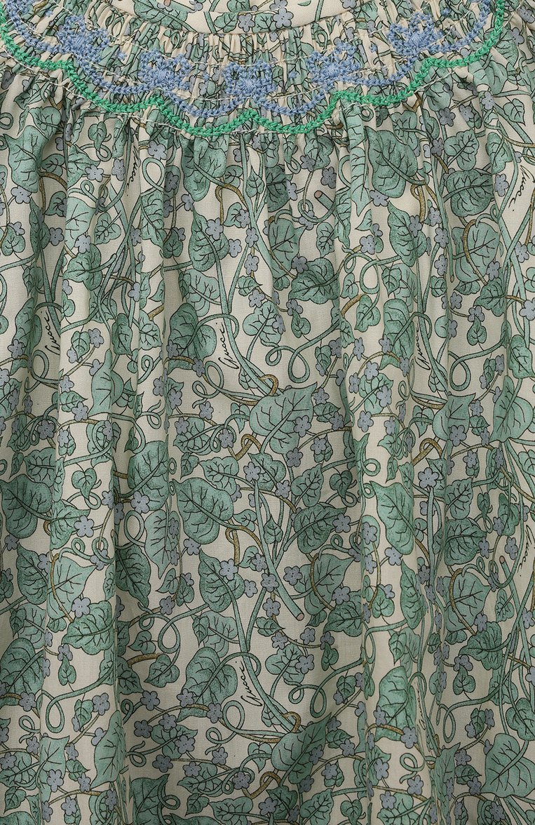 Детский хлопковая блузка GUCCI зеленого цвета, арт. 615541 ZAEFR | Фото 3 (Рукава: Длинные; Материал внешний: Хлопок)