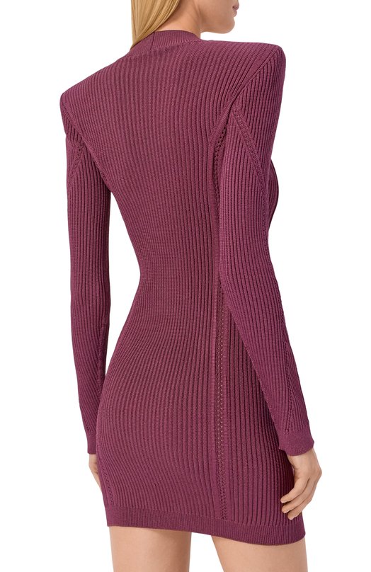 Платье из вискозы Balmain FF0R8033/KJ15 Бордовый  FF0R8033/KJ15 Фото 4