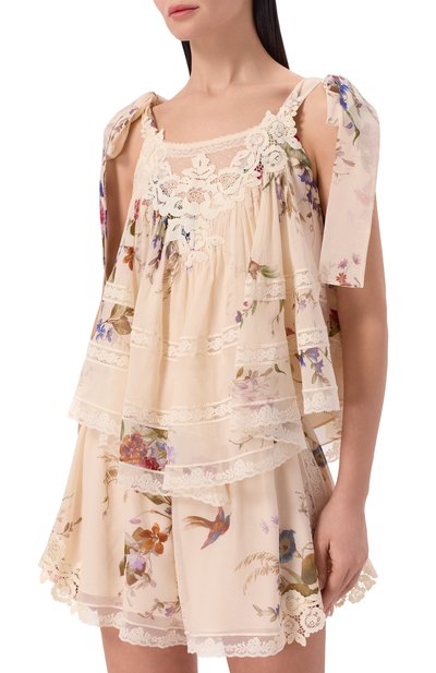 Топ из хлопка и шелка ZIMMERMANN бежевого цвета по цене 128500 руб., арт. 5582TRS264, фото 3 Топ из хлопка и шелка ZIMMERMANN, арт. 5582TRS264, фото 3