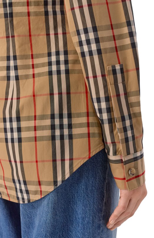 Хлопковая рубашка Burberry 8111847 Бежевый  8111847 Фото 5