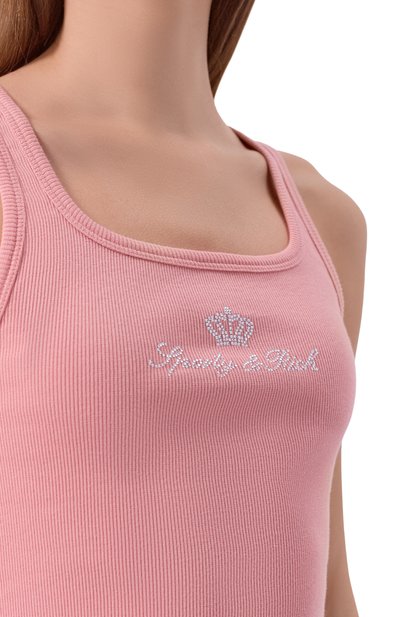 Хлопковый топ SPORTY AND RICH, арт. T0116716689PI07/JUICY CR0WN RIBBED TANK, фото 5