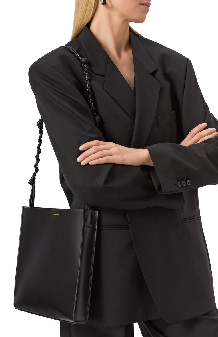 Женская сумка tangle medium JIL SANDER черного цвета, арт. J07WG0023/P4841 | Фото 2 (Размер: medium; Материал: Натуральная кожа; Сумки-технические: Сумки через плечо; Автоматизация состава: Проставлено; Автоматизация ТО: Проставлено)