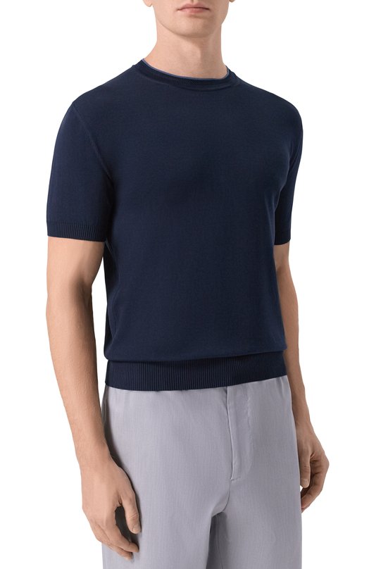 Хлопковый джемпер Canali C1161/MK02460 Синий  C1161/MK02460 Фото 3