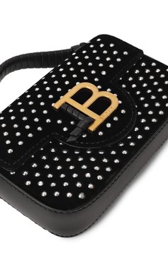 Женская сумка buzz mini BALMAIN черного цвета, арт. BN1DG812/ASXT | Фото 3 (Материал: Текстиль; Ремень/цепочка: На ремешке; Драгоценные камни: Проставлено; Материал сплава: Проставлено; Размер: mini)