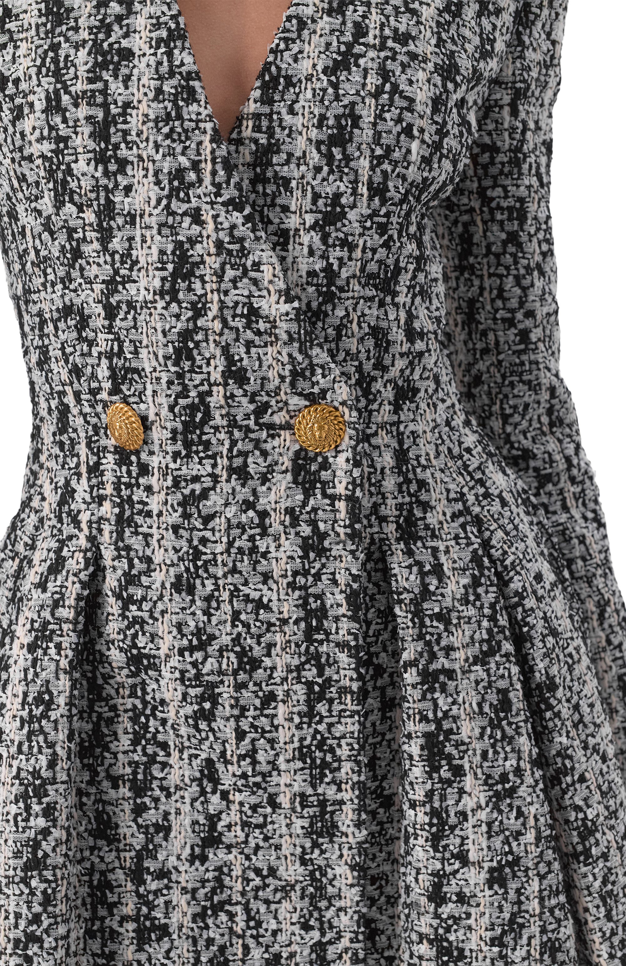 Твидовое платье BALMAIN черно-белого цвета по цене 342000 руб., арт. HF1R9463/XM15, фото 4 Твидовое платье BALMAIN, арт. HF1R9463/XM15, фото 4