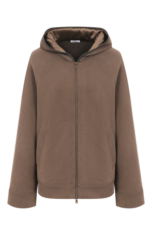 Хлопковая толстовка Brunello Cucinelli MN05NS0406 Коричневый MN05NS0406