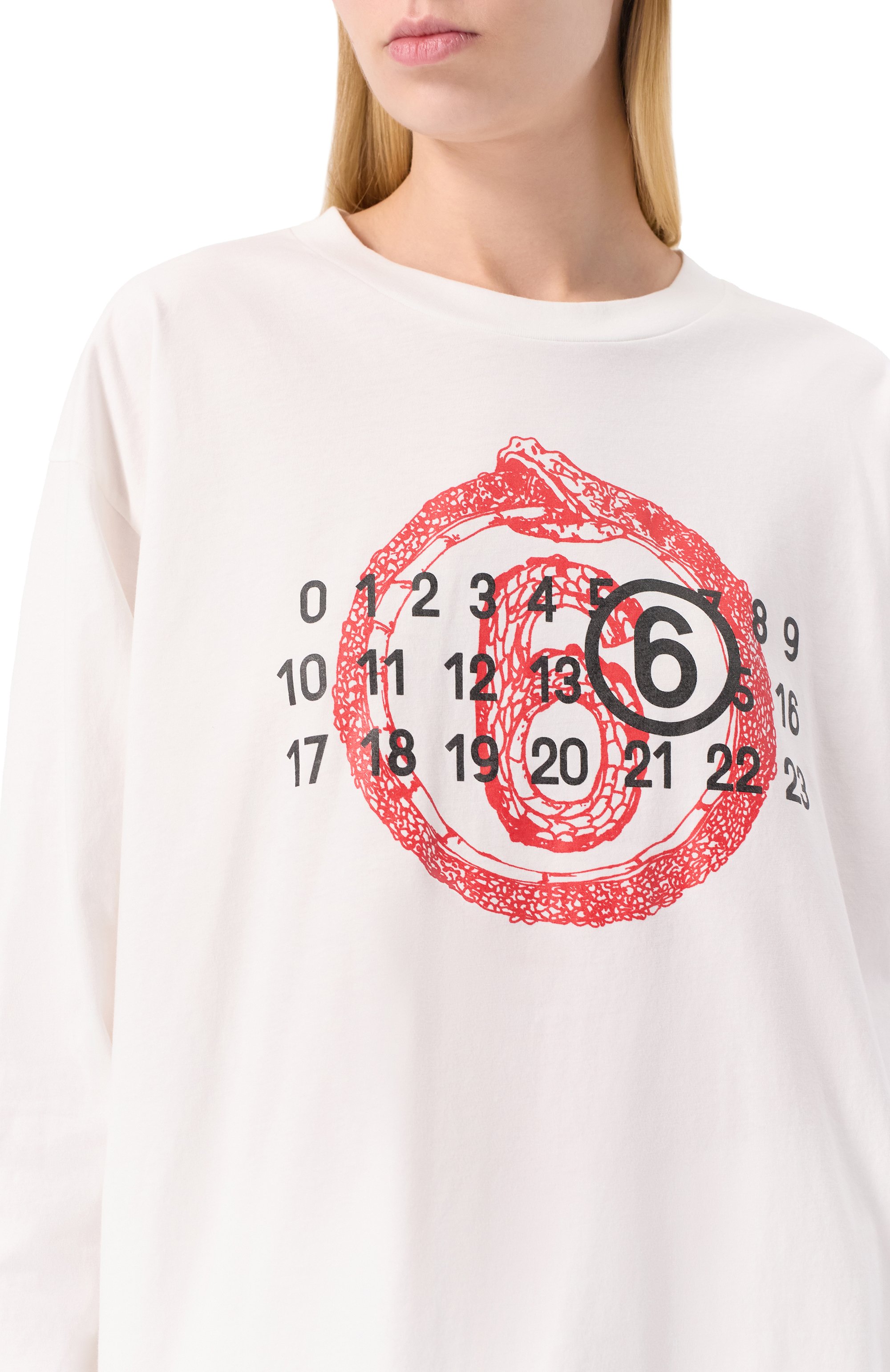 Хлопковый лонгслив MM6 белого цвета по цене 37200 руб., арт. S62GD0197/S24312, фото 5 Хлопковый лонгслив MM6, арт. S62GD0197/S24312, фото 5