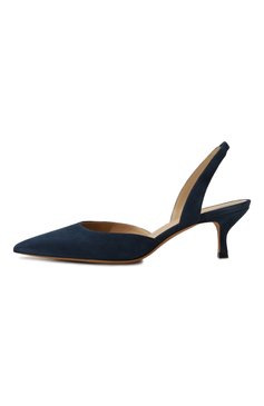 Женские замшевые туфли KITON синего цвета, арт. D54811K0951D | Фото 4 (Материал внутренний: Натуральная кожа; Материал сплава: Проставлено; Каблук высота: Средний; Подошва: Плоская; Каблук тип: Kitten heel; Драгоценные камни: Проставлено; Материал внешний: Замша)