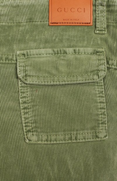 Вельветовые брюки GUCCI хаки цвета по цене 33650 руб., арт. 566099/XDANV, фото 3 Вельветовые брюки GUCCI, арт. 566099/XDANV, фото 3