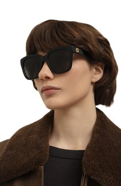 Женские солнцезащитные очки GUCCI черного цвета, арт. GG1338S 001 | Фото 2 (Нос: Не проставлено; Региональные ограничения белый список (Axapta Mercury): Не проставлено; Материал: Пластик; Тип очков: С/з; Оптика Гендер: оптика-женское; Очки форма: Квадратные)