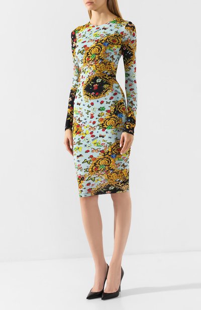 Платье с принтом VERSACE JEANS COUTURE разноцветного цвета по цене 24800 руб., арт. D2HUA448-UDP938/S0529, фото 3 Платье с принтом VERSACE JEANS COUTURE, арт. D2HUA448-UDP938/S0529, фото 3