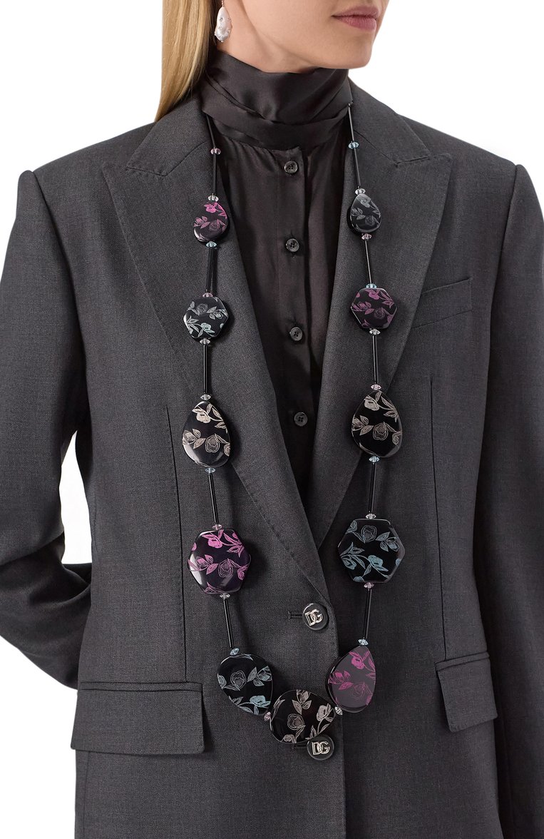 Женское колье GIORGIO ARMANI черного цвета, арт. 61C082 4F702 | Фото 2 (Региональные ограничения белый список (Axapta Mercury): Не проставлено; Нос: Не проставлено; Материал: Пластик, Металл)