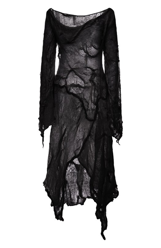 Шерстяное платье Ann Demeulemeester B0013473/KN076 Чёрный B0013473/KN076