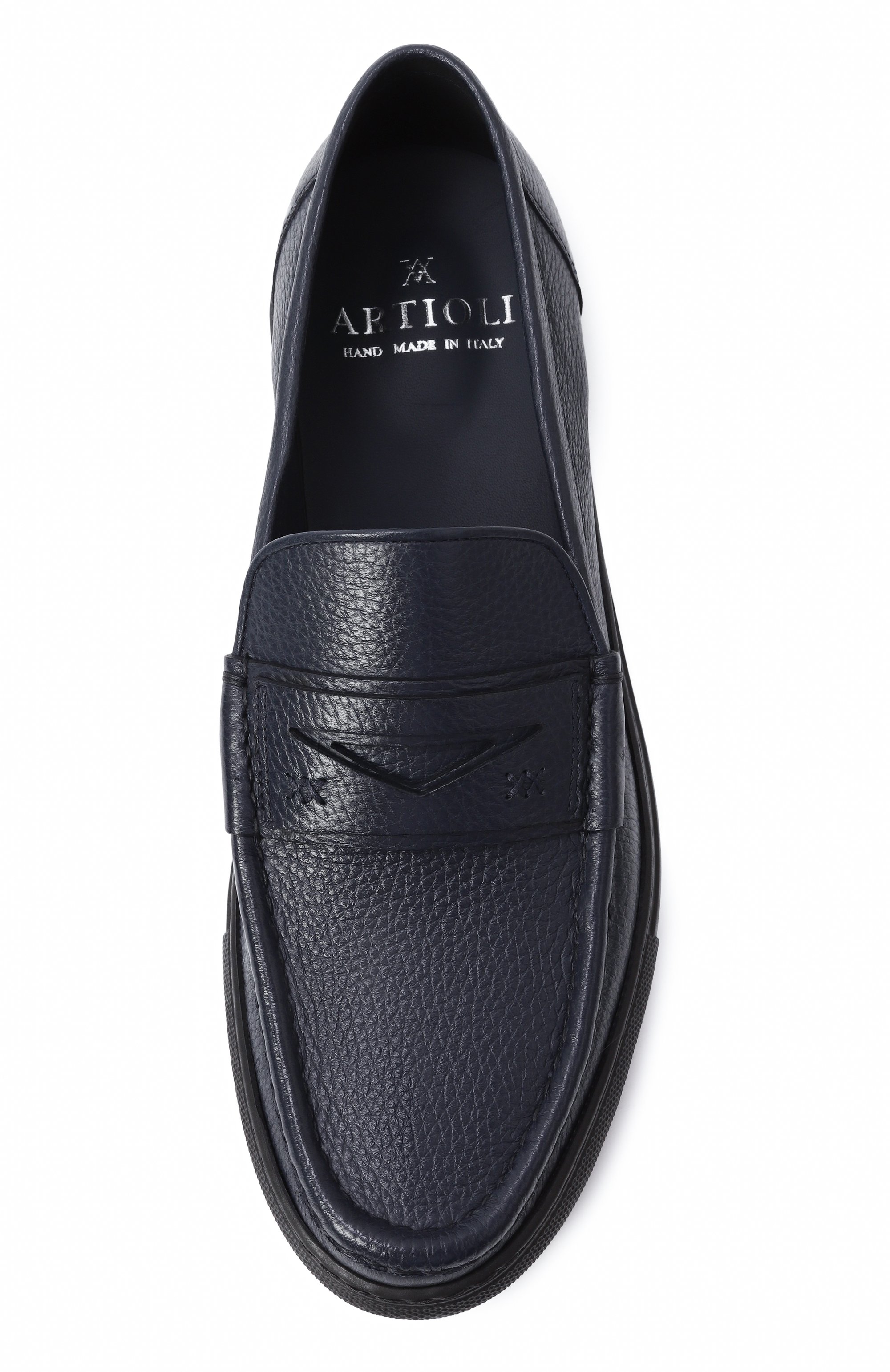 Кожаные пенни-лоферы ARTIOLI темно-синего цвета по цене 119500 руб., арт. 858/BIS/S0FT KID, фото 6 Кожаные пенни-лоферы ARTIOLI, арт. 858/BIS/S0FT KID, фото 6