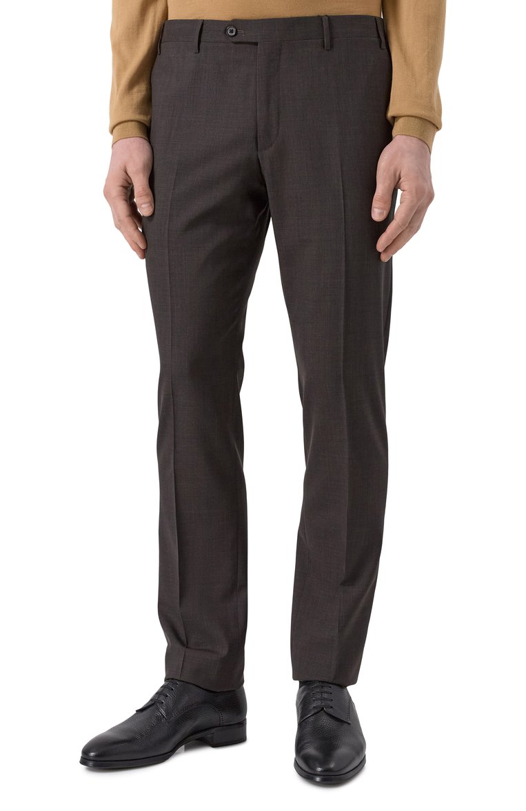 Мужской шерстяной костюм CORNELIANI темно-коричневого цвета, арт. 25X007-2518425_SET | Фото 6 (Материал сплава: Проставлено; Материал внешний: Шерсть; Драгоценные камни: Проставлено; Рукава: Длинные; Костюмы М: Однобортный; Стили: Классический)