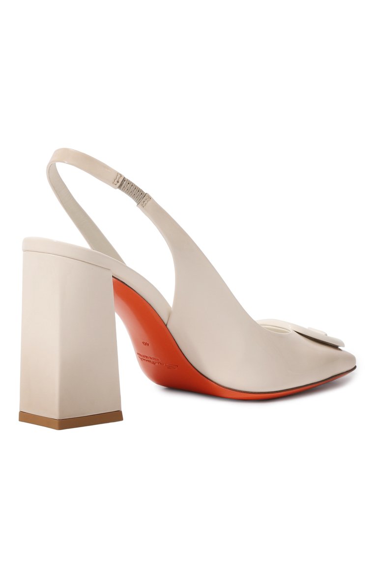Женские кожаные туфли SANTONI белого цвета, арт. WDMP70407HA2TTV1 | Фото 5 (Материал внутренний: Натуральная кожа; Подошва: Плоская; Каблук высота: Высокий; Каблук тип: Устойчивый; Материал внешний: Натуральная кожа; Женское Кросс-КТ: Слингбэки)