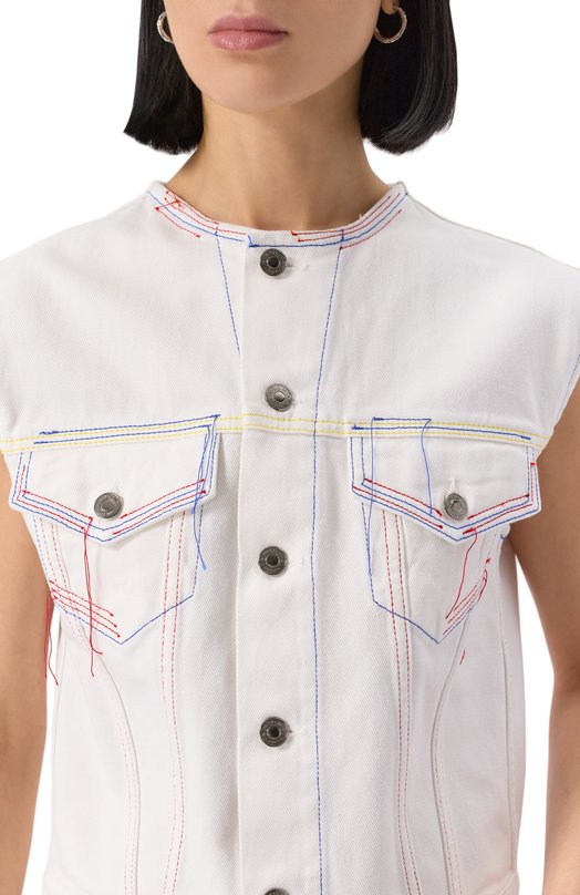 Джинсовый жилет MSGM 3842MDH230/257241 Белый  3842MDH230/257241 Фото 5
