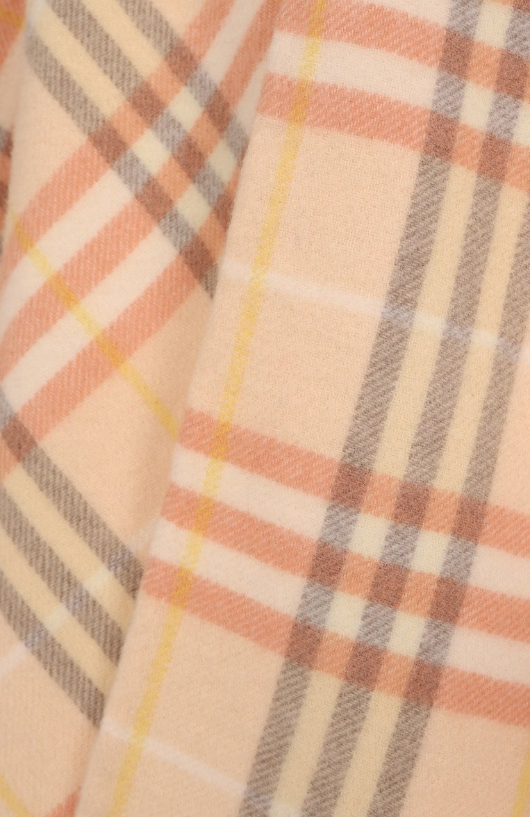Женская пончо из шерсти и кашемира BURBERRY светло-розового цвета, арт. 8102990 | Фото 6 (Длина (верхняя одежда): До середины бедра; Материал внешний: Шерсть; Кросс-КТ: Куртка; Стили: Кэжуэл)