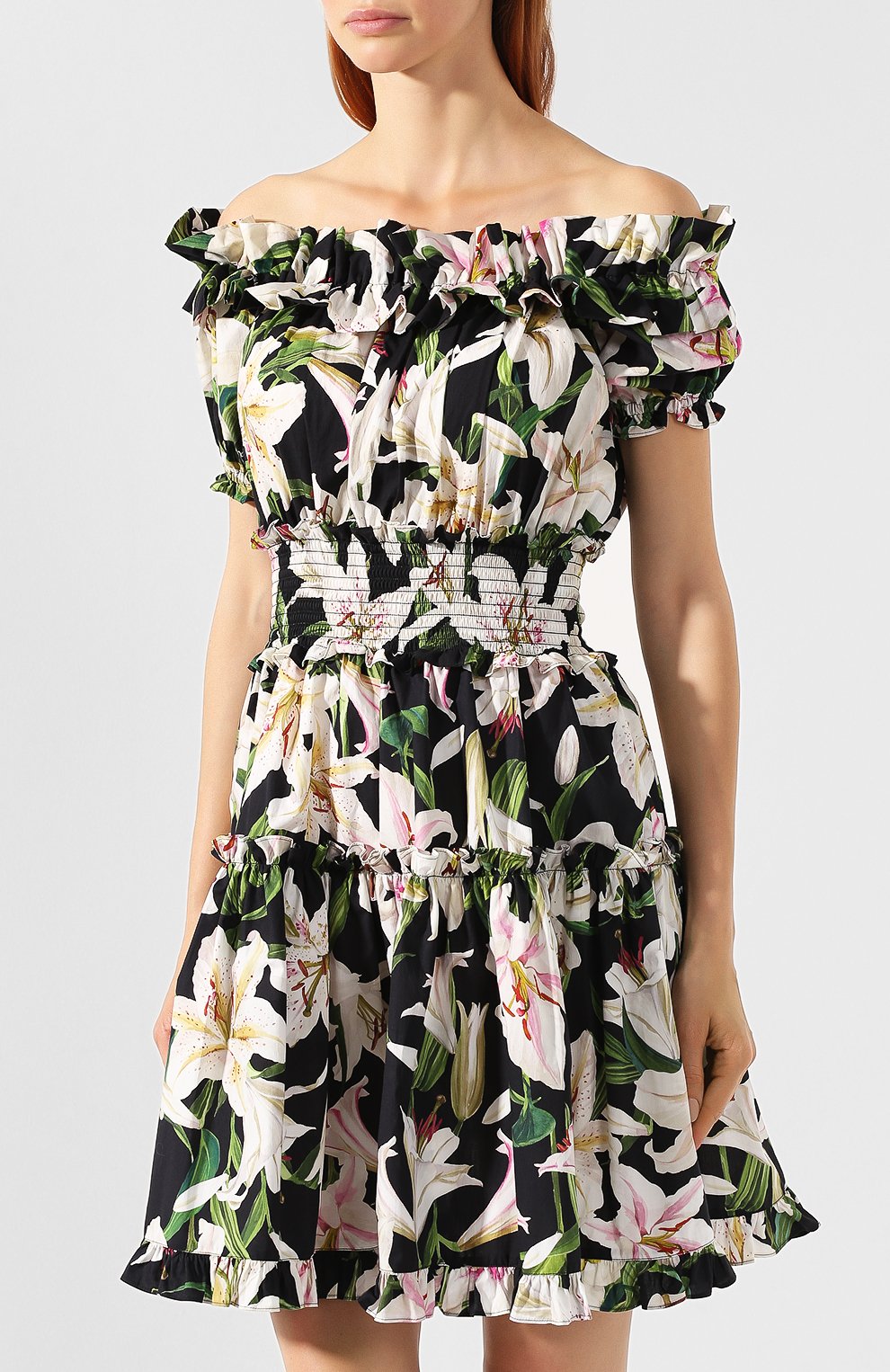 Хлопковое платье DOLCE & GABBANA черного цвета по цене 156500 руб., арт. F6A0UT/HS5E0, фото 3 Хлопковое платье DOLCE & GABBANA, арт. F6A0UT/HS5E0, фото 3